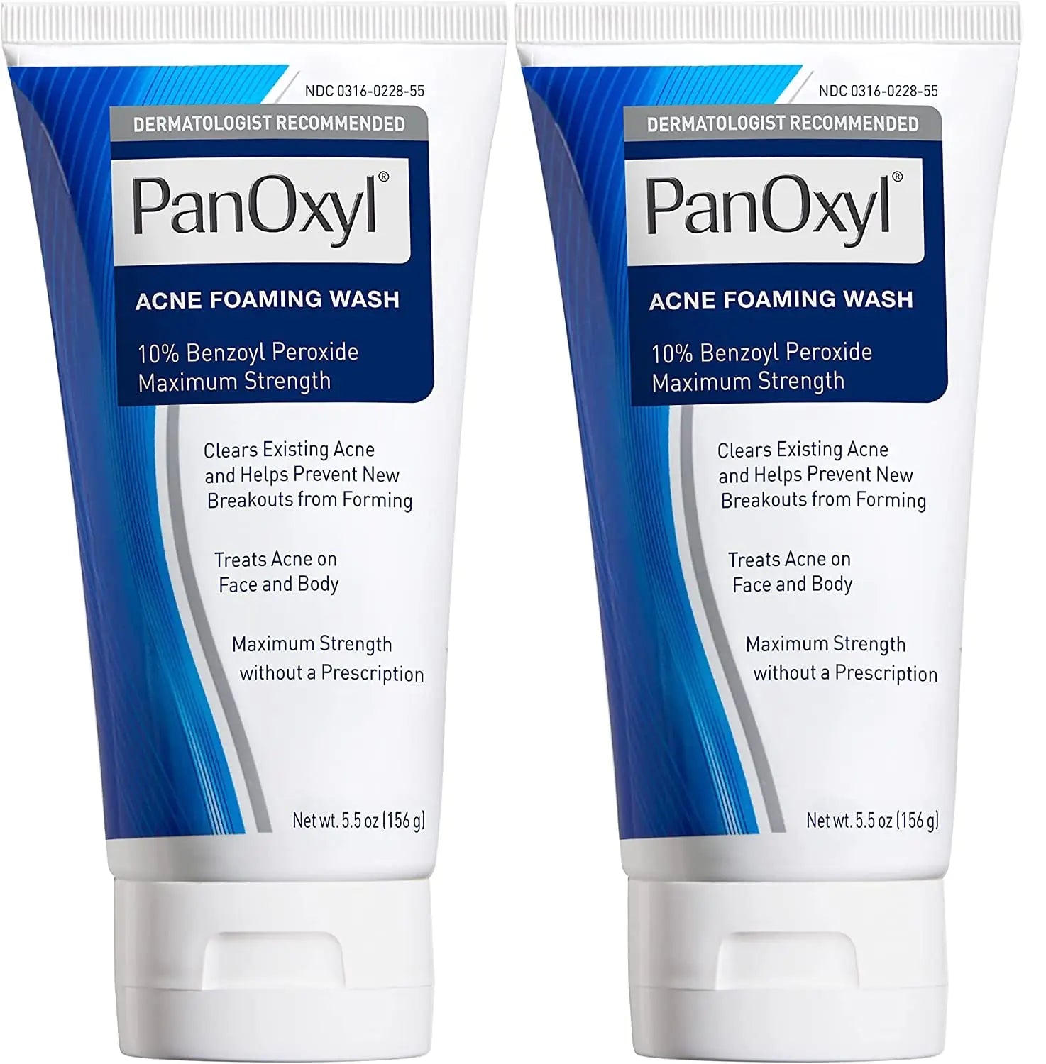 PanOxyl Acne Foaming Wash Benzoyl Peroxide 10% Maximum Strength Antimicrobial 5.5 Oz (Pack of 2)